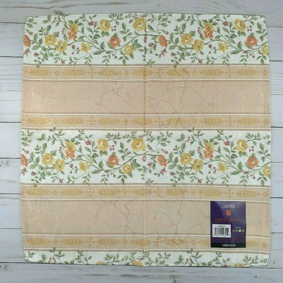 Fabric Dinner Napkins Floral Beige Yellow Damask - Picture 2 of 2